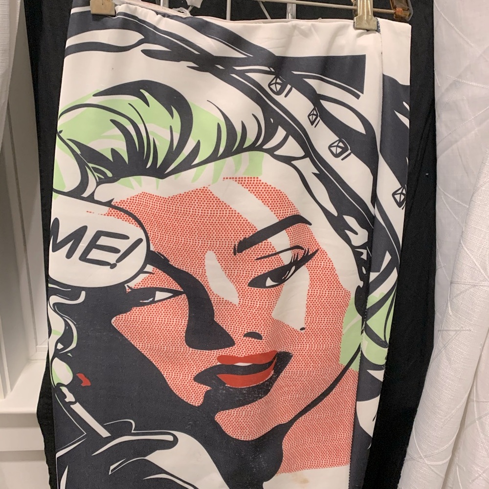 Comic strip pencil skirt with woman’s face